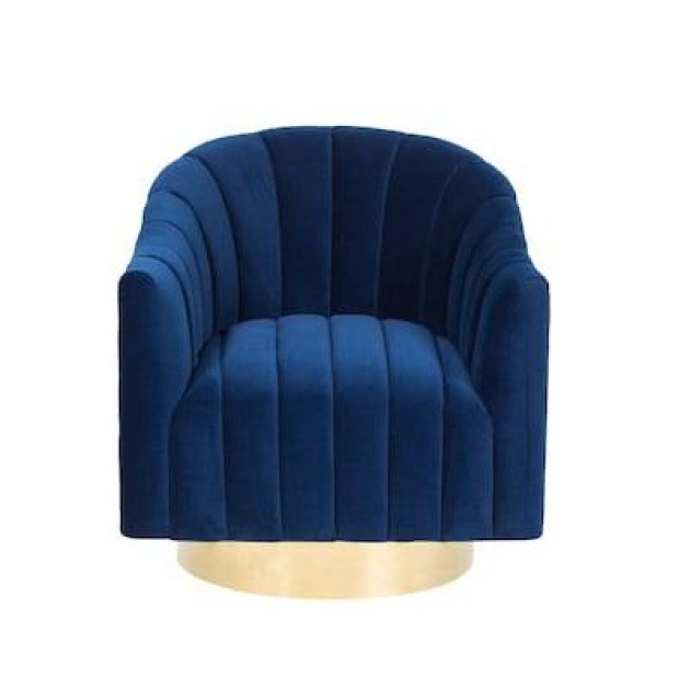 swivel blue and gold accent chair 2